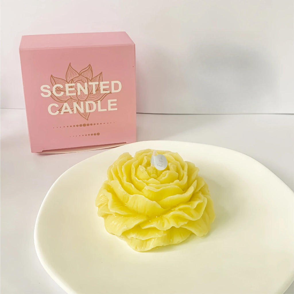 Bougie Aromathérapie 3D Pivoine - Décoration Mariage Saint-Valentin Cadeau Parfumé