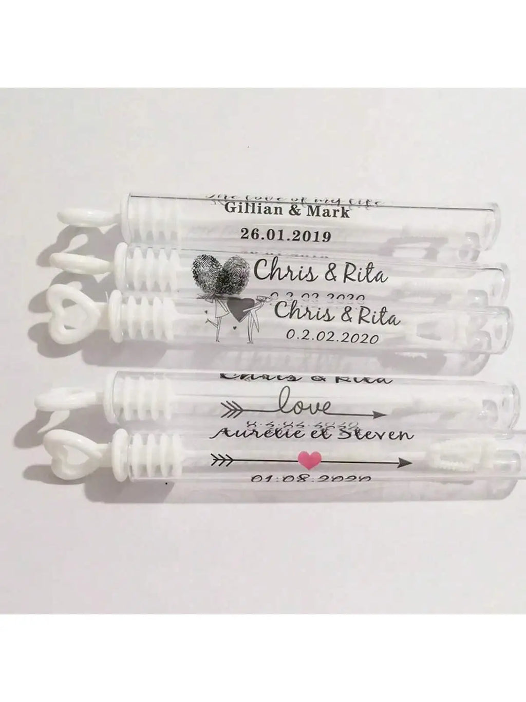100 Étiquettes Bulles Savon Mariage Transparentes - Noms Dates Personnalisés