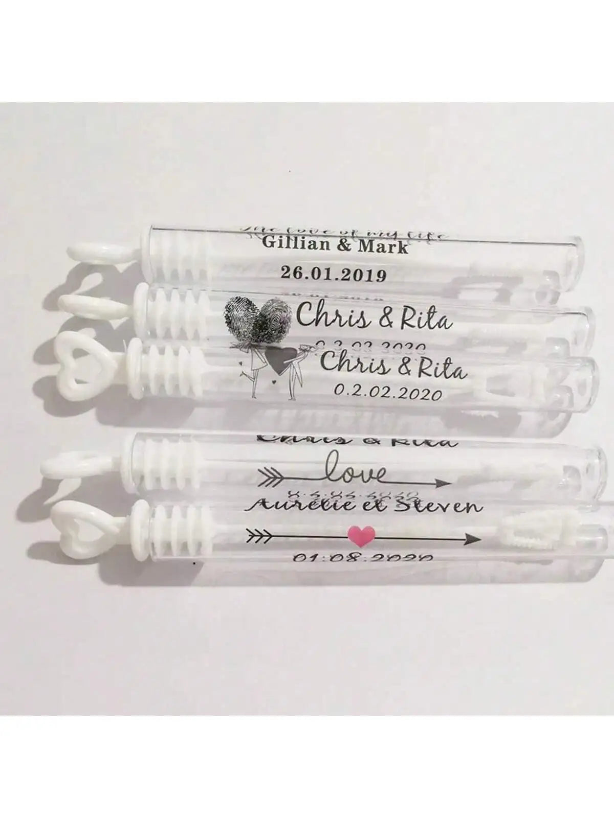 100 Étiquettes Bulles Savon Mariage Transparentes - Noms Dates Personnalisés