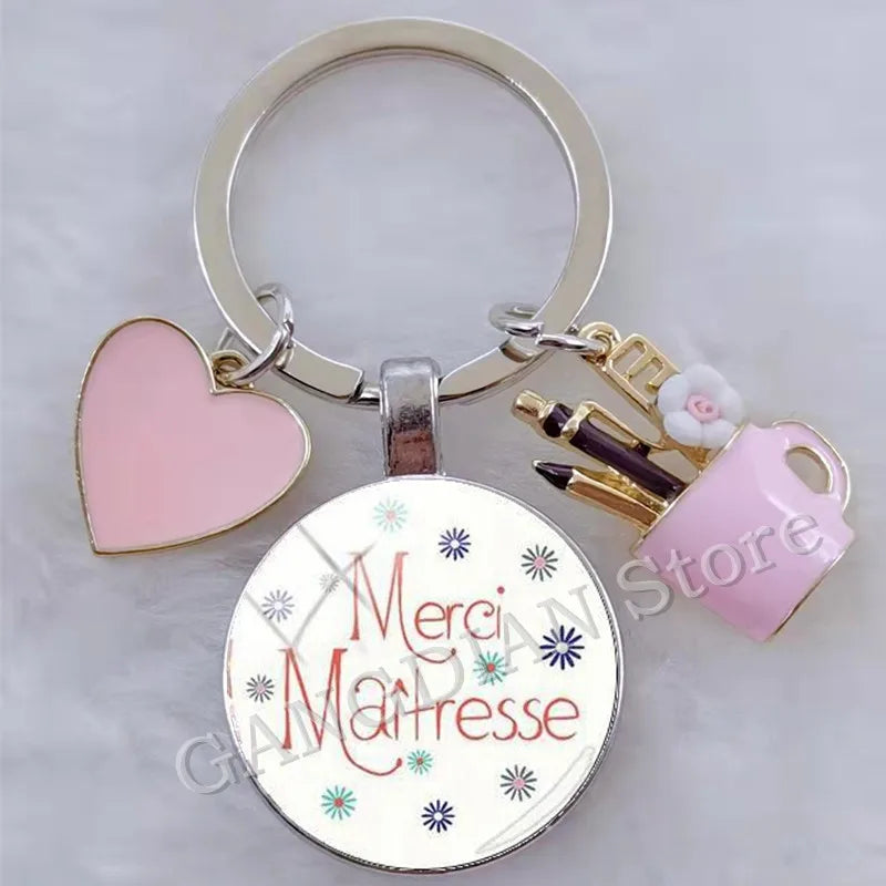 Porte-Clés Merci Maîtresse - Cadeau Fin d'Année Scolaire Personnalisable