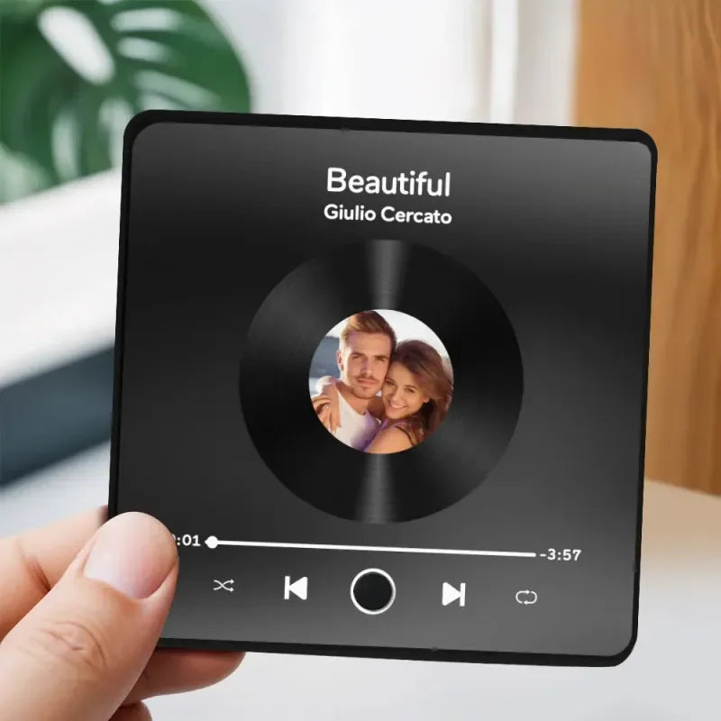 Magnet Photo Musique Personnalisé avec Cadre - Cadeau Noël Saint-Valentin