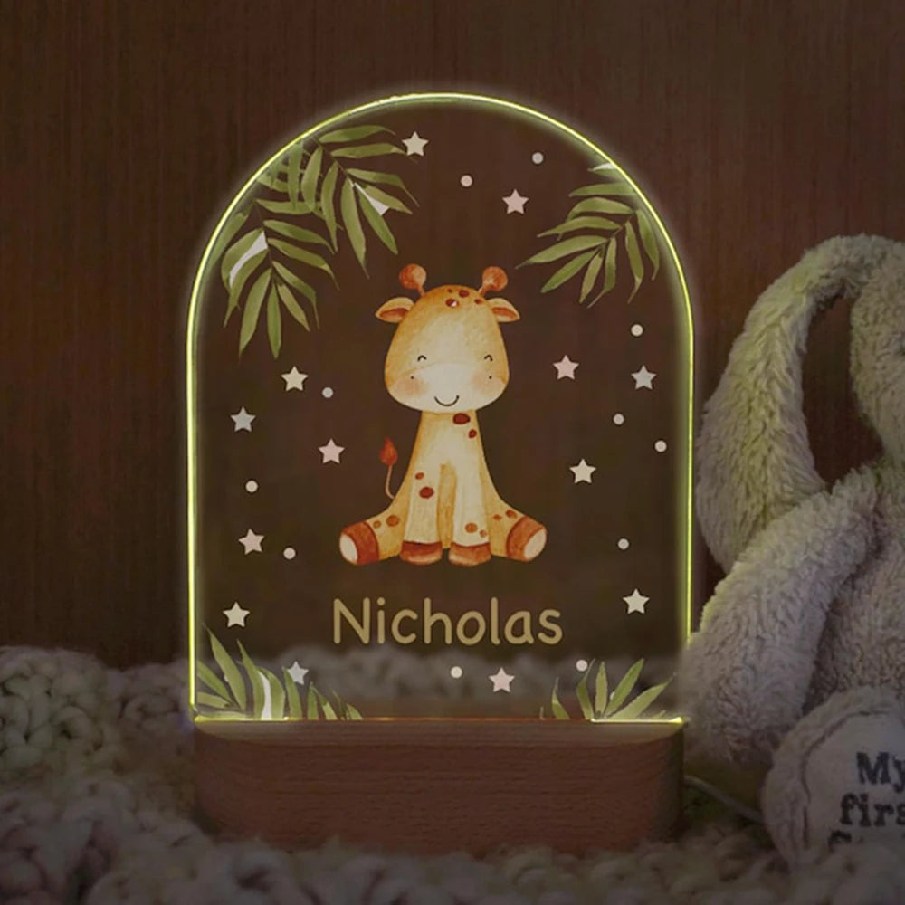 Veilleuse Bébé Arc-en-Ciel Personnalisée - Prénom & Détails de Naissance Gravés