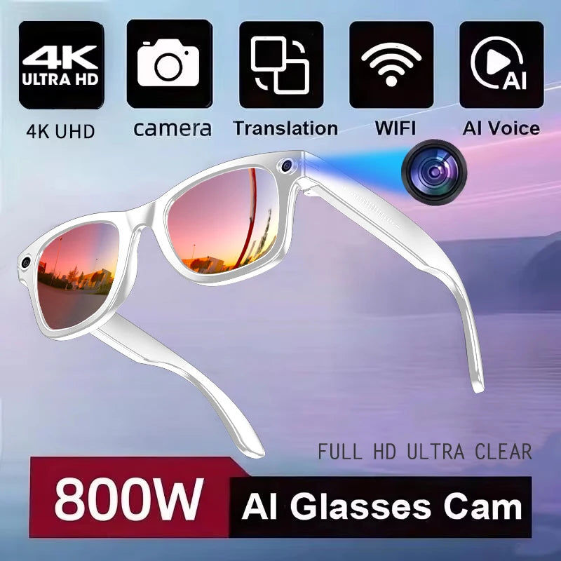 Lunettes Intelligentes AI Caméra 800W - Verres Photochromiques Traduction Smart Enregistrement Vidéo Étanches