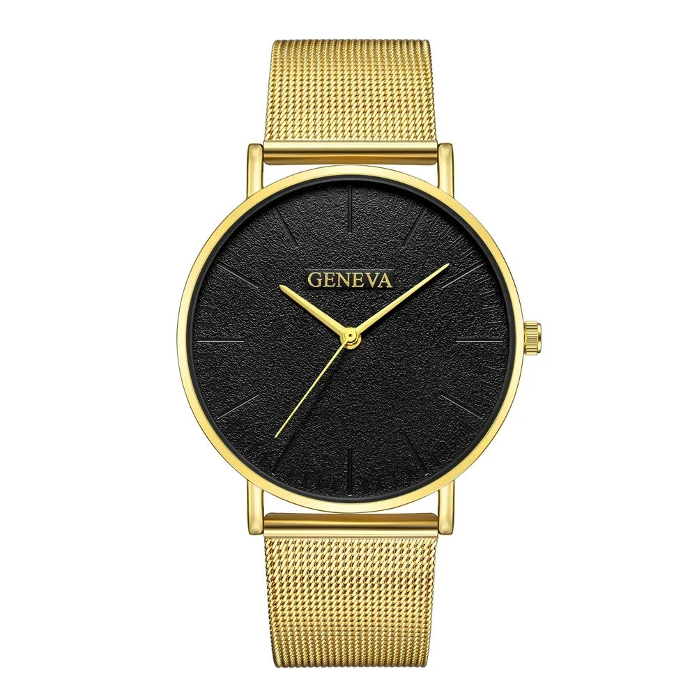 Montre Femme Vintage Quartz - Bracelet Acier Or Rose - Cadran Classique Élégant Casual