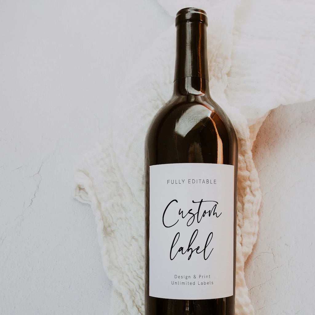Étiquettes Vin Personnalisées Photo - Cadeau Mariage Minimaliste