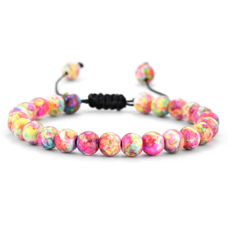 Bracelet Pierre de Lave et Œil de Tigre 8mm - Corde Tressée Ajustable Yoga Guérison Unisexe Bijou Spirituel