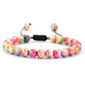 Bracelet Pierre de Lave et Œil de Tigre 8mm - Corde Tressée Ajustable Yoga Guérison Unisexe Bijou Spirituel