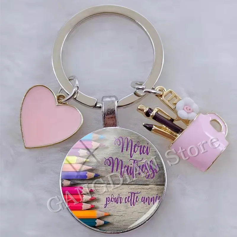 Porte-Clés Merci Maîtresse - Cadeau Fin d'Année Scolaire Personnalisable