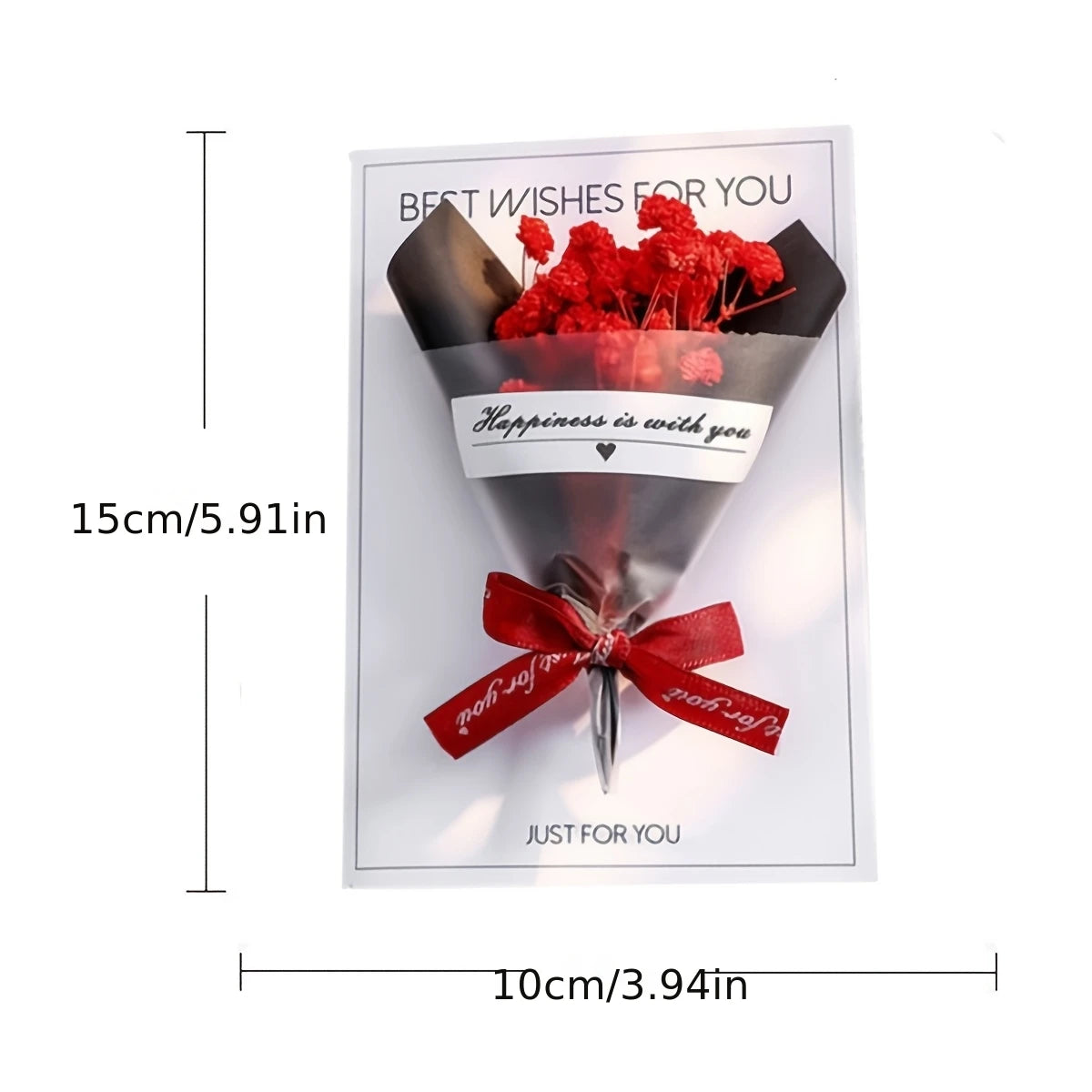 Carte de Vœux Artisanale avec Fleur Éternelle - Saint-Valentin Fête des Mères Anniversaire