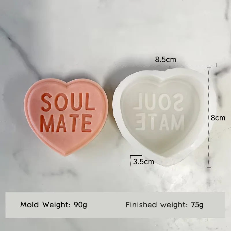 Moule Silicone Cœur & Lettres Saint-Valentin - DIY Bougies Résine Plâtre