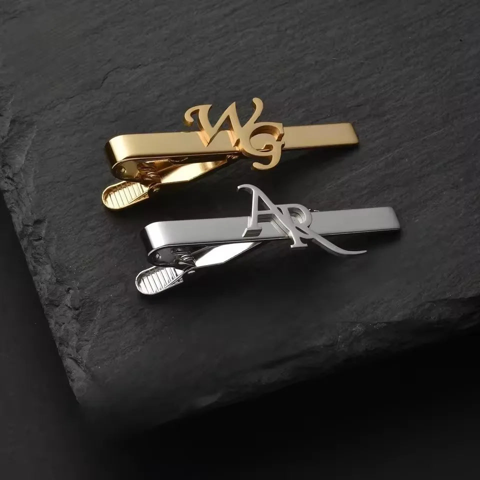 Pince Cravate Personnalisée Initiales Acier Inoxydable - Cadeau Homme