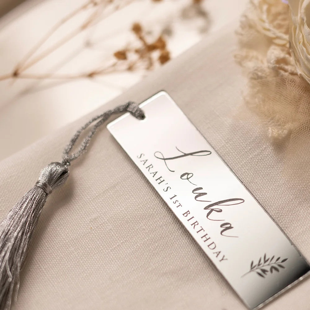 Marque-Places Personnalisés Miroir Acrylique Or Pompons - Mariage Lot 10/30