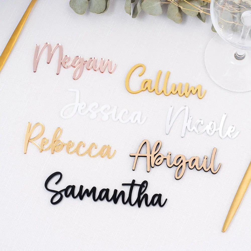 Marque-Places Personnalisés Bois Acrylique Mariage - Lot 10/20/30/50 Pièces
