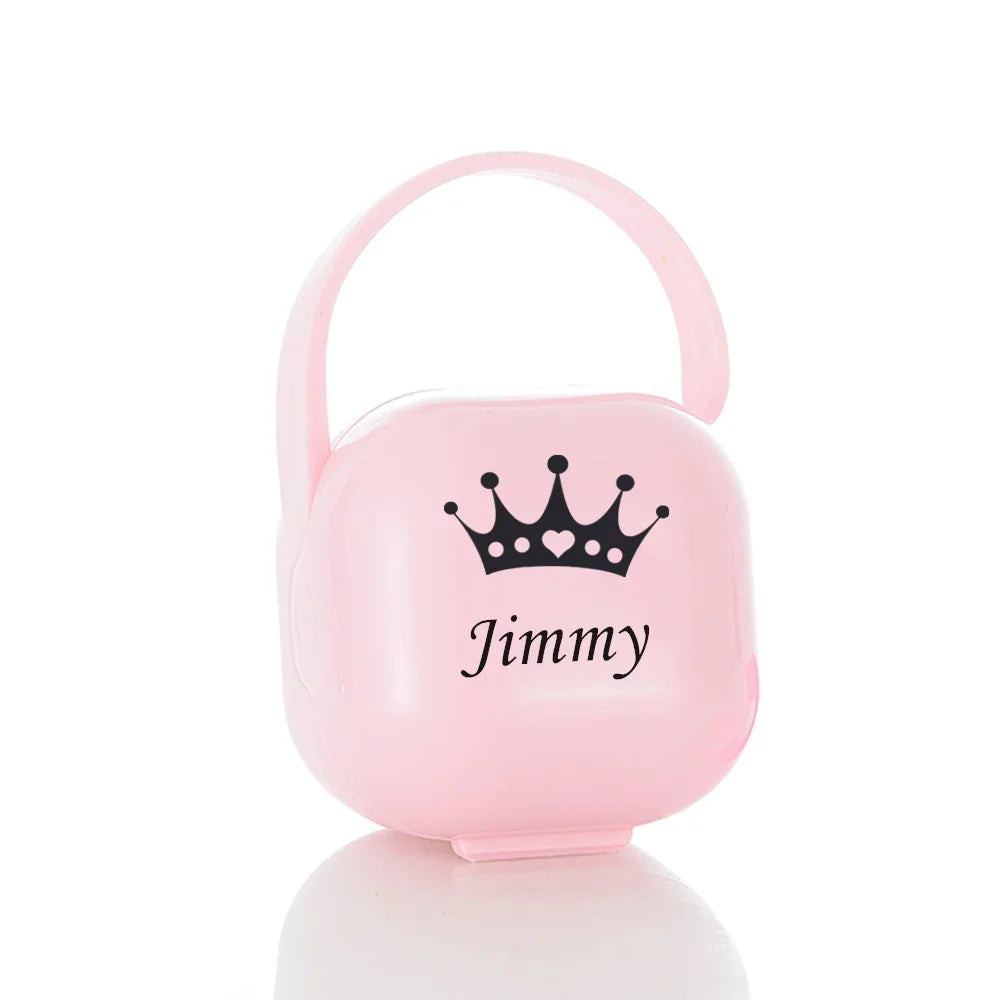 Boîte à Tétine Personnalisée Argentée Strass + Clip - Cadeau Naissance Luxe Baby Shower Sans BPA