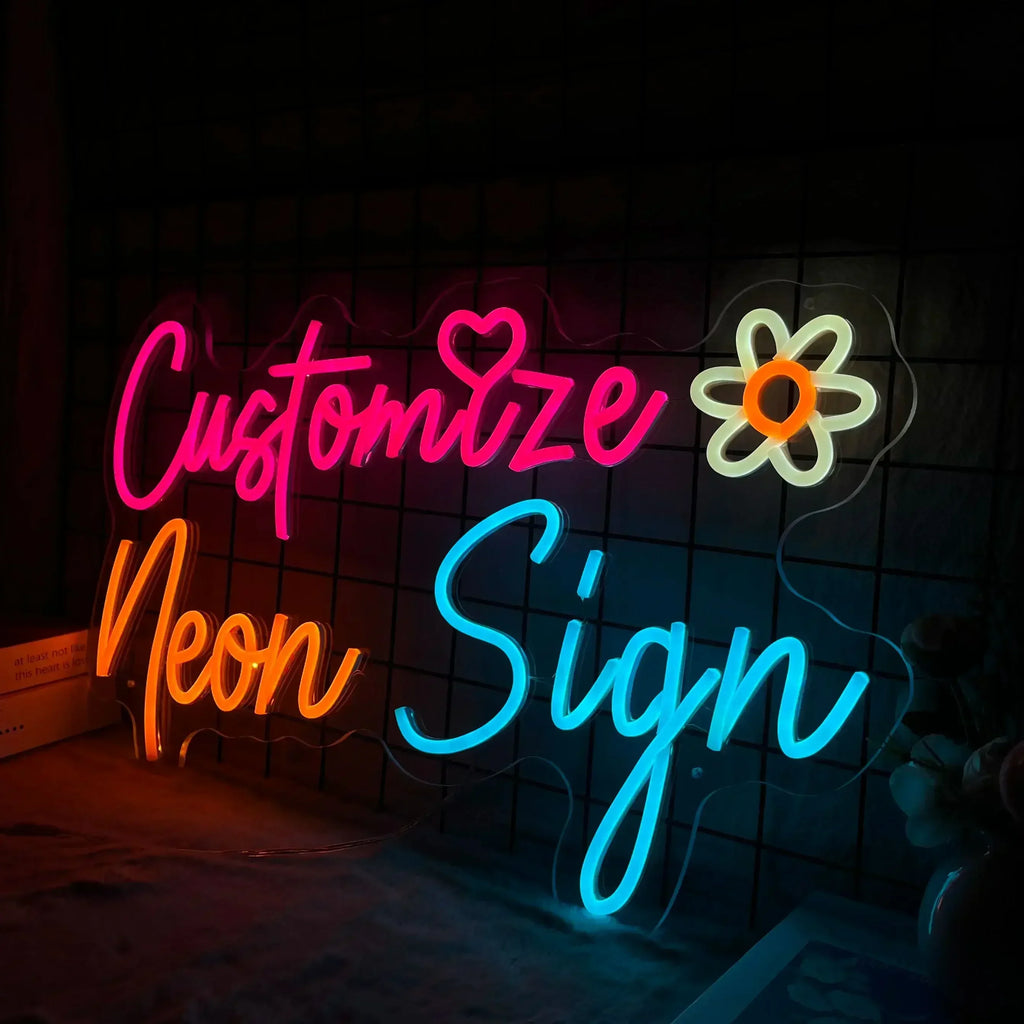 Enseigne Néon LED Personnalisée Texte Logo - Décoration Murale Bar Mariage Chambre