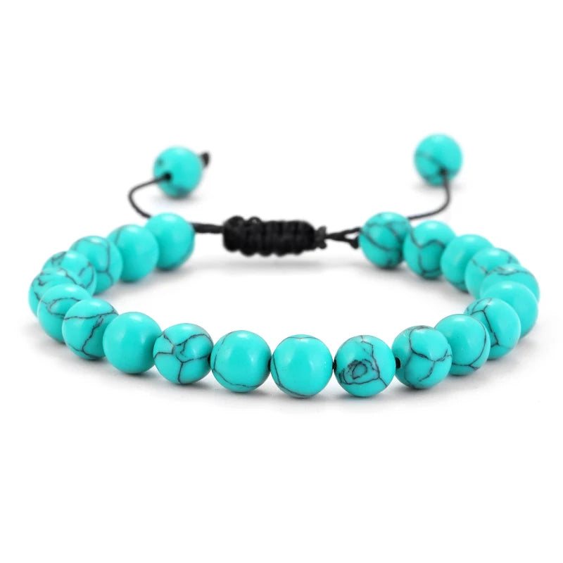 Bracelet Pierre de Lave et Œil de Tigre 8mm - Corde Tressée Ajustable Yoga Guérison Unisexe Bijou Spirituel