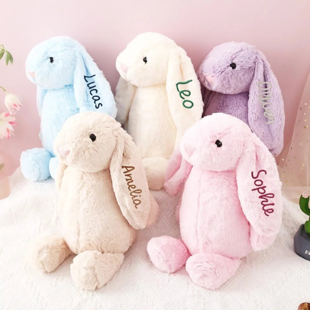 Lapin en Peluche Personnalisé avec Prénom Brodé - Cadeau Naissance Enfant