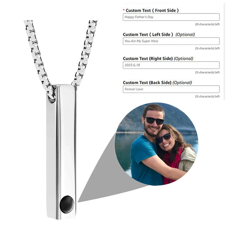 Collier Projection Photo Personnalisé Je t'aime 100 Langues - Cadeau Femme