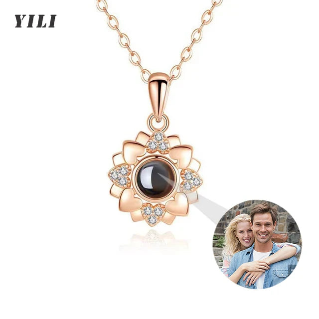 Collier Projection Photo Personnalisé Je t'aime 100 Langues - Cadeau Femme