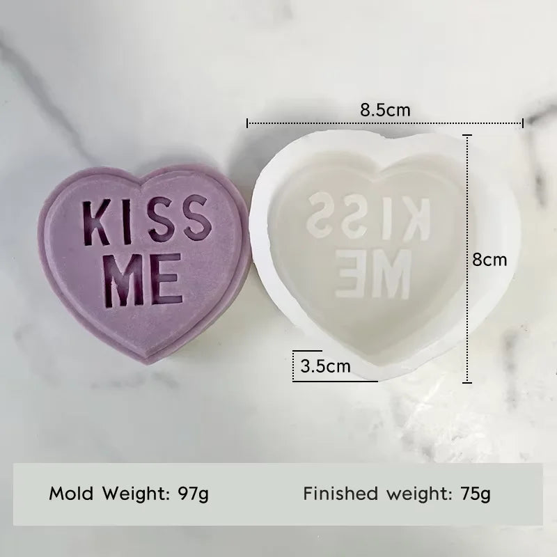 Moule Silicone Cœur & Lettres Saint-Valentin - DIY Bougies Résine Plâtre