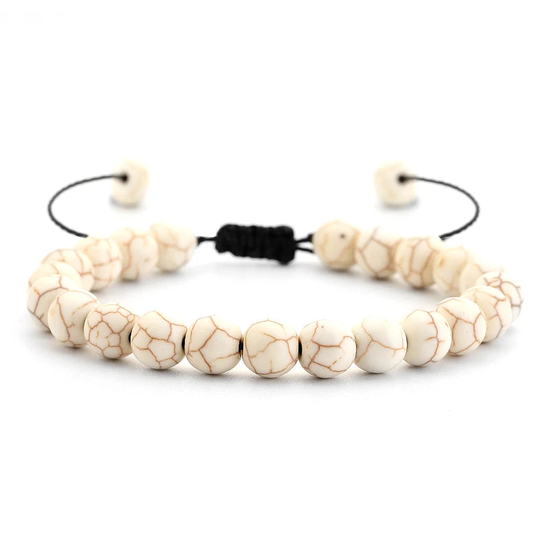 Bracelet Pierre de Lave et Œil de Tigre 8mm - Corde Tressée Ajustable Yoga Guérison Unisexe Bijou Spirituel