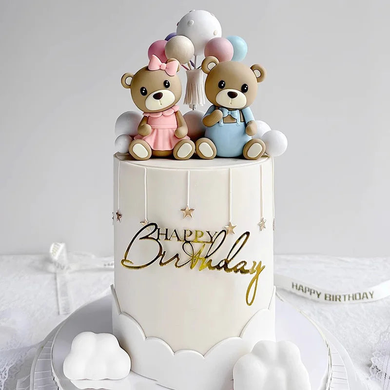 Décoration Gâteau Ourson 3D - Baby Shower & 1er Anniversaire - Rose/Bleu