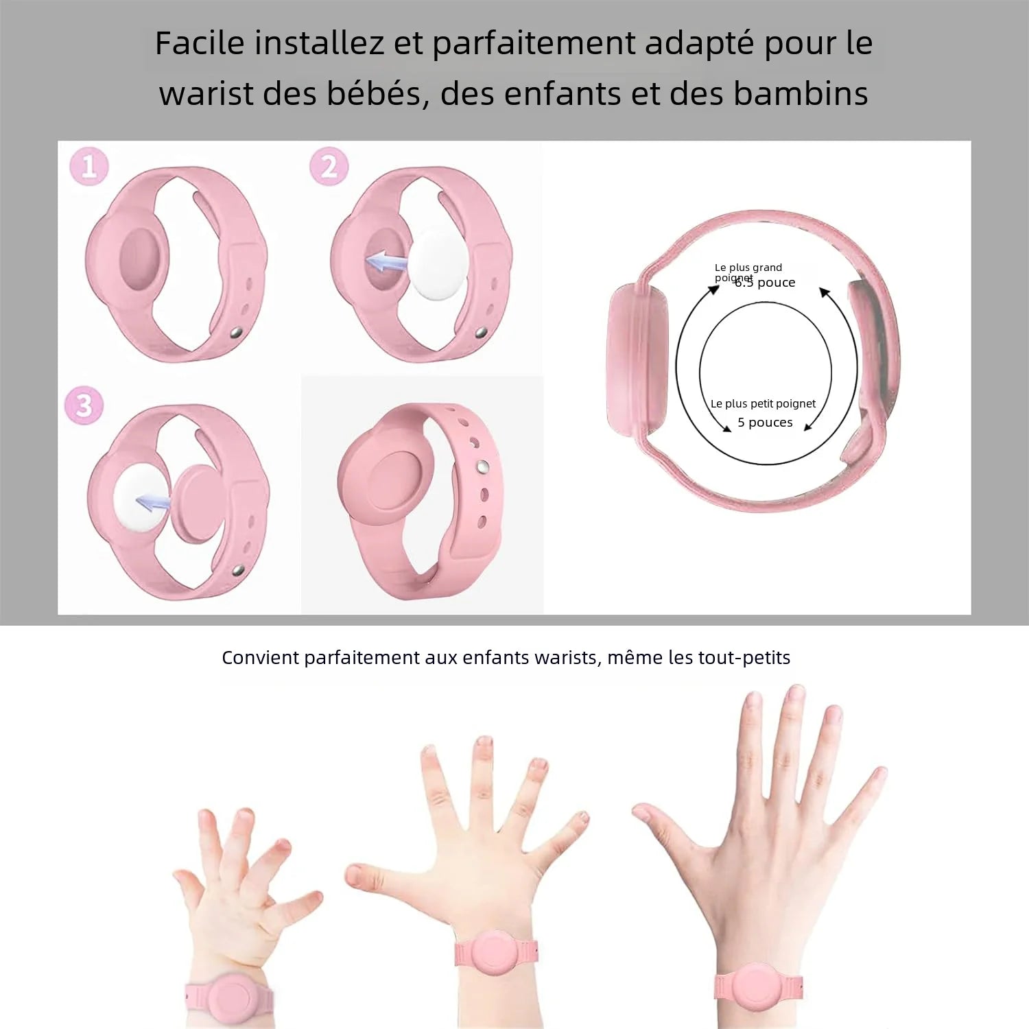 Bracelet AirTag Étanche Enfant Silicone - Tracker GPS Sécurité
