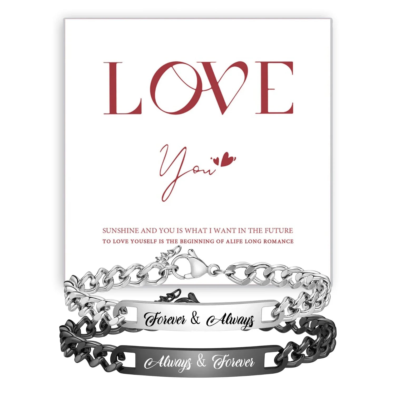 Bracelet Identité Personnalisé Gravure Prénom - Bracelet Couple Acier Inoxydable Homme Femme