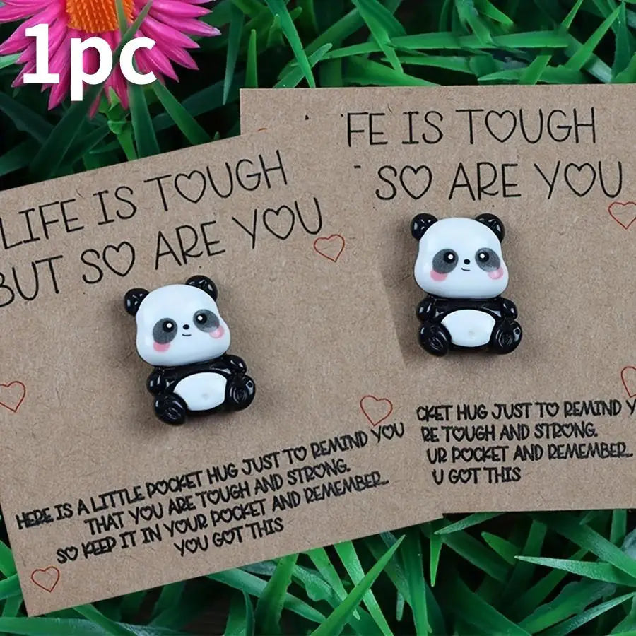 Porte-clés Panda Résine avec Carte Pocket Hug - Cadeau Motivant Citation Inspirante Amis & Famille