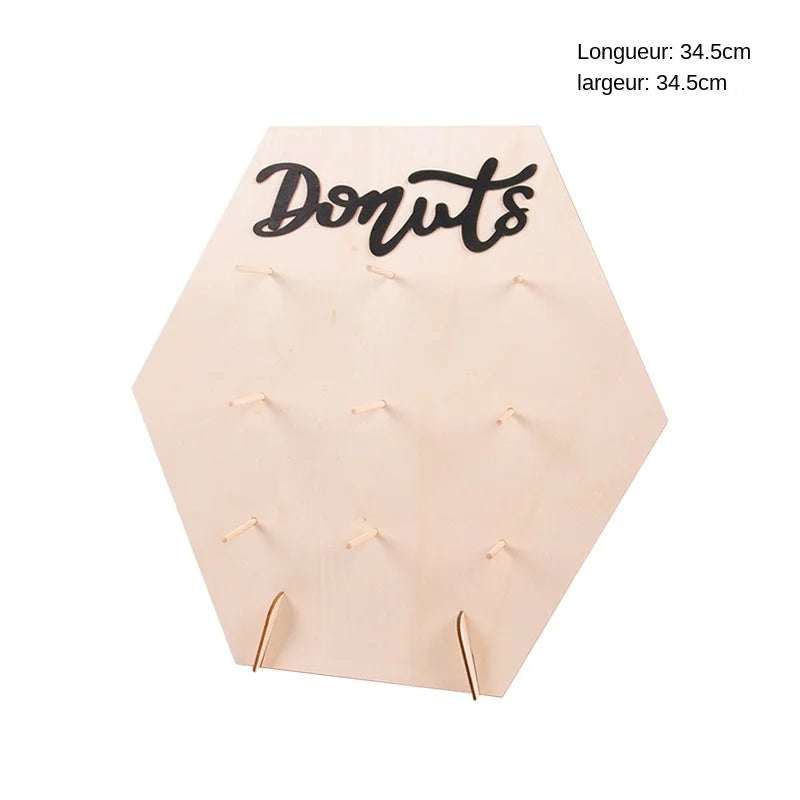Mur à Donuts en Bois DIY - Présentoir Rustique Mariage Baby Shower Anniversaire - Décoration Table