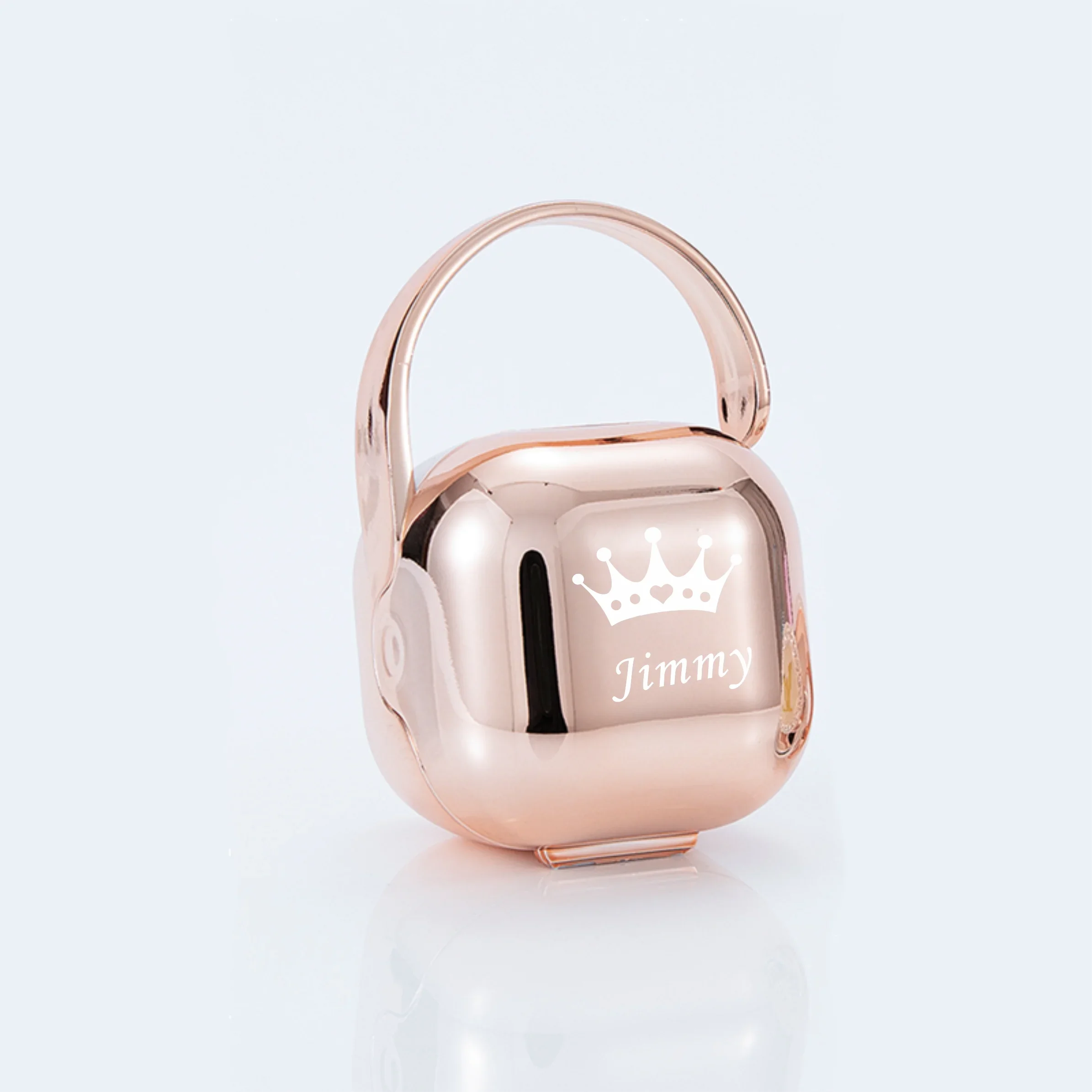 Boîte à Tétine Personnalisée Argentée Strass + Clip - Cadeau Naissance Luxe Baby Shower Sans BPA