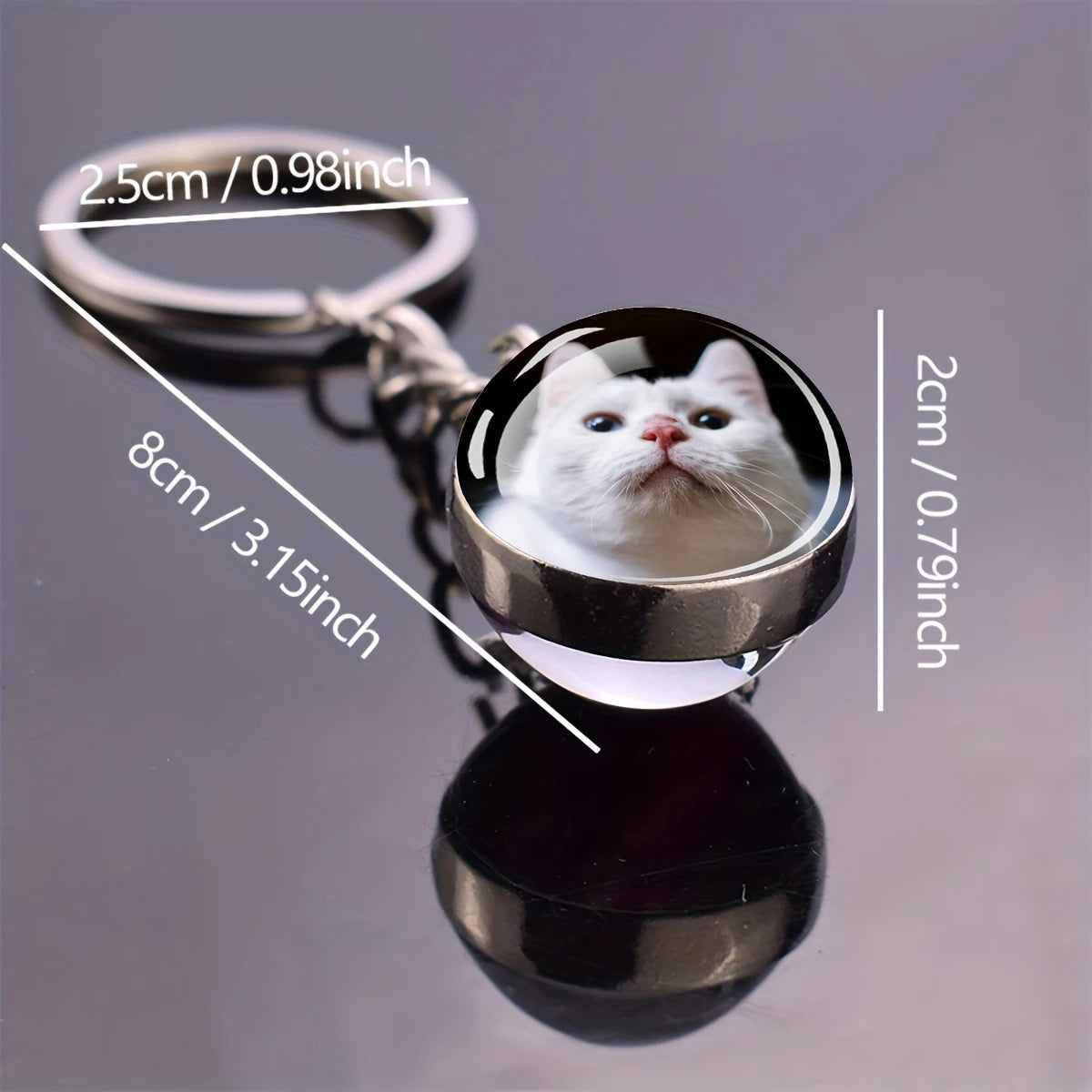 Porte-Clés Personnalisé Photo Boule Verre Lumineux - Cadeau Bijou