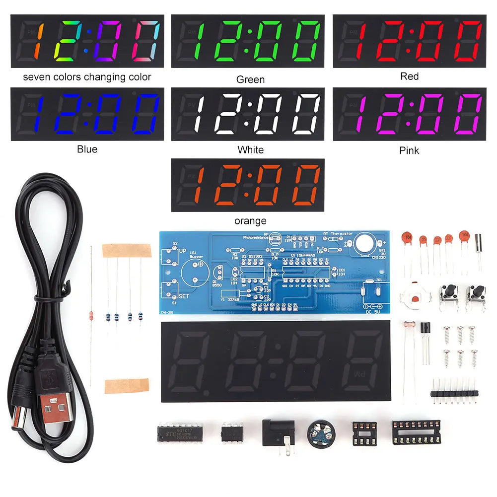 Kit Horloge Numérique LED DIY - Projet Électronique à Souder avec Alarme et Température