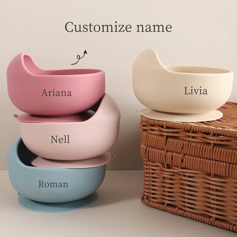 Bol Bébé Silicone 350ml avec Ventouse Anti-Renversement - Design Escargot Rose pour Apprentissage Autonomie