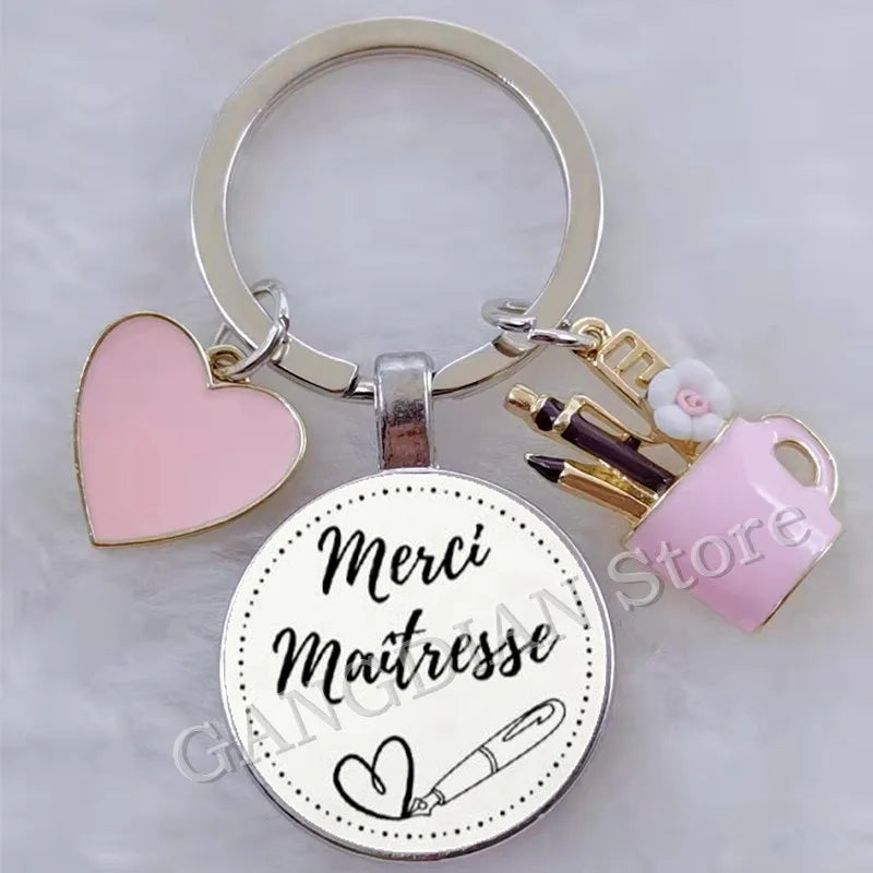 Porte-Clés Merci Maîtresse - Cadeau Fin d'Année Scolaire Personnalisable