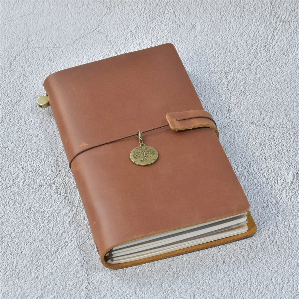 Journal Cuir Véritable 100% Rechargeable DIY - Carnet Voyage Rétro Personnalisé