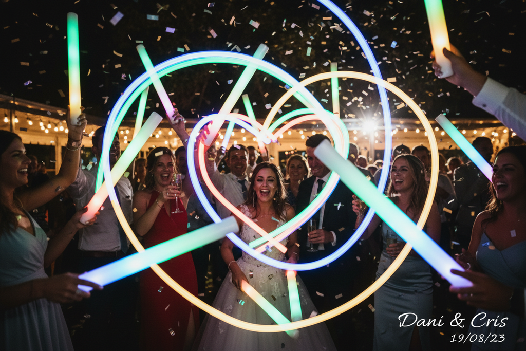 Bâtons lumineux LED en fête - Photo promo mariage et célébrations
