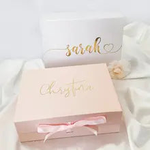 Boîte Cadeau Luxe Noire et Rose avec Ruban - Personnalisation Logo Incluse