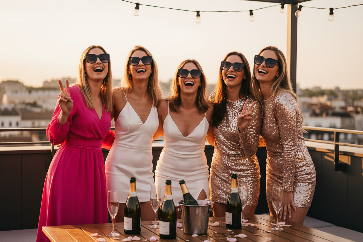 Groupe EVJF avec lunettes