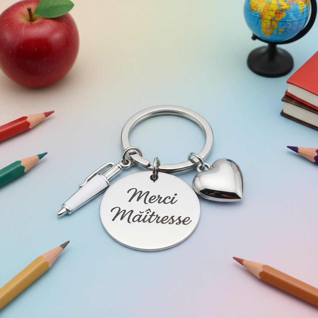Porte-clés Merci Maîtresse blanc