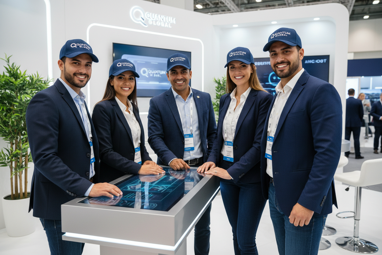 Équipe entreprise avec casquettes personnalisées