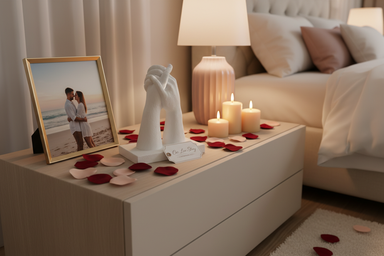 Sculpture des mains enlacées exposée