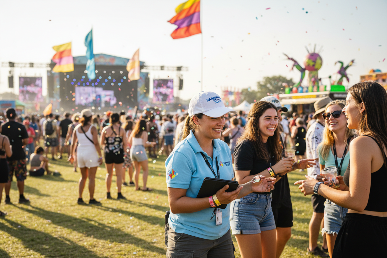 Staff événement avec casquette personnalisée
